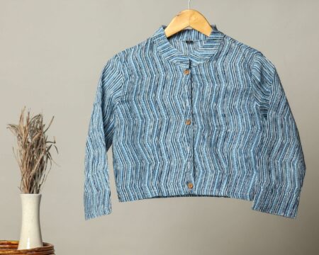 Handmade Block Print Cotton for Women - Ethnic Floral Printed Top with Long Sleeves