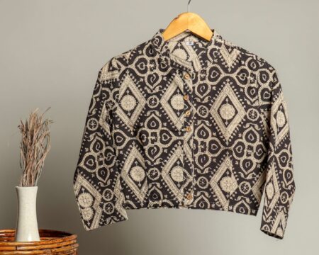 Handmade Block Print Cotton for Women - Ethnic Floral Printed Top with Long Sleeves