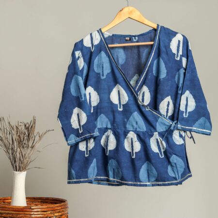 Handmade Block Print Cotton for Women - Ethnic Floral Printed Top with Long Sleeves