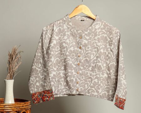 Handmade Block Print Cotton for Women - Ethnic Floral Printed Top with Long Sleeves